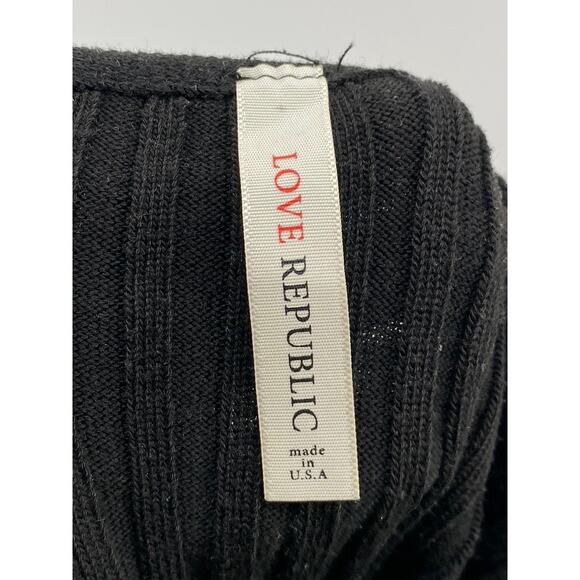 LOVE REPUBLIC Women’s Black Double Strap Ribbed V-Neck Knee Length Dress SZ S - Picture 7 of 9